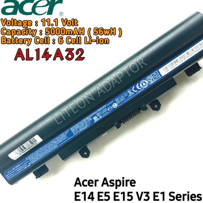 Baterai Batre Laptop Acer Aspire E14 E15 E5-471 E5-471G E5-421 AL14A32