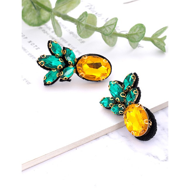LRC Anting Tusuk Elegant Yellow+green Pineapple Shape Design Color Matching E60836