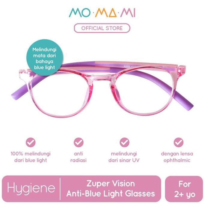 Momami Kids Zuper Vision Glasses - Kacamata Anti Radiasi Anak (Pink)