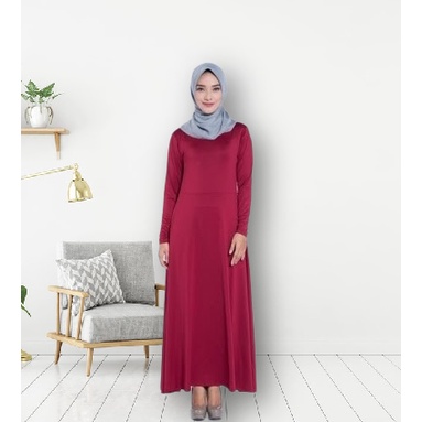 Daleman Manset Mangset Inner Gamis Polos Lengan Panjang Jersey Jumbo Zoya Warna Maroon