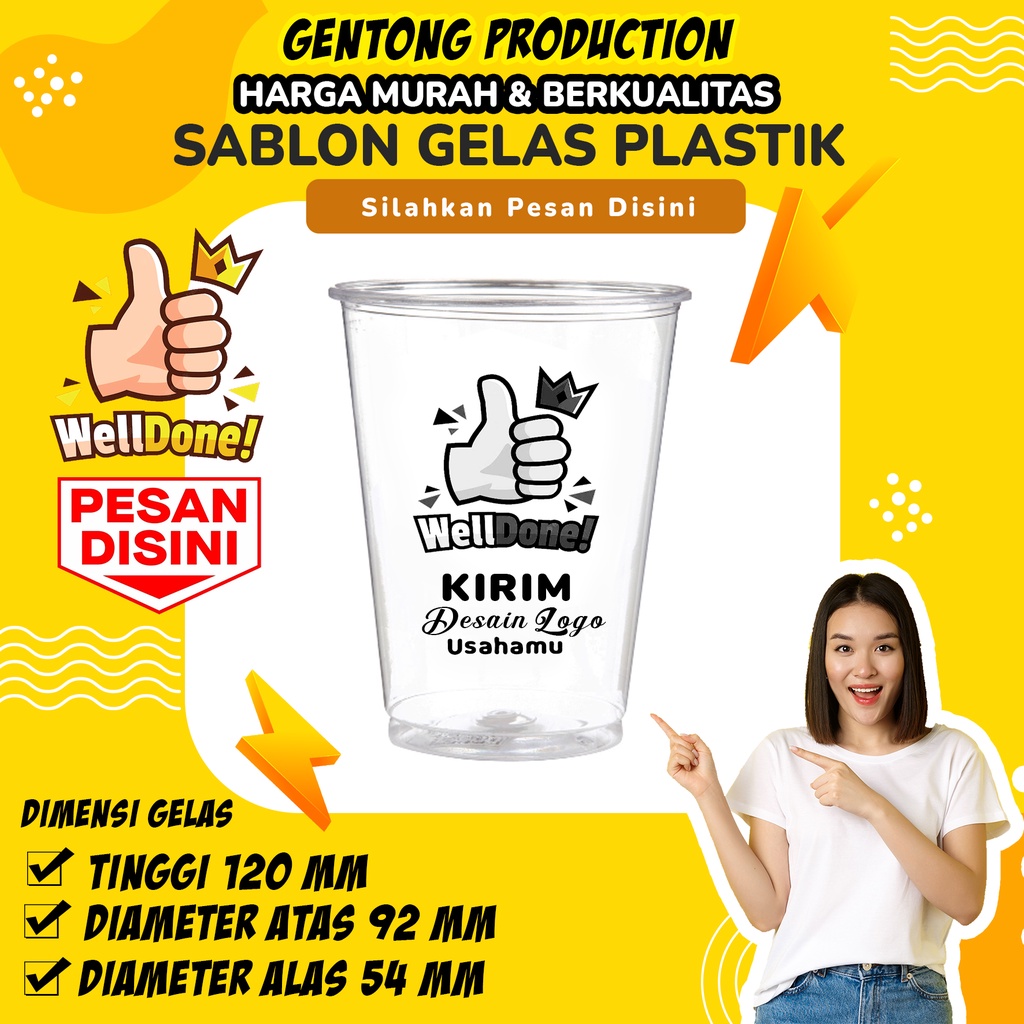 Sablon Gelas Cup Murah 16 oz 5 Gr Datar  / gelas cup sablon / gelas custom / gelas sablon / gelas plastik sablon / cup plastik / cup polos / sablon cup 16 oz