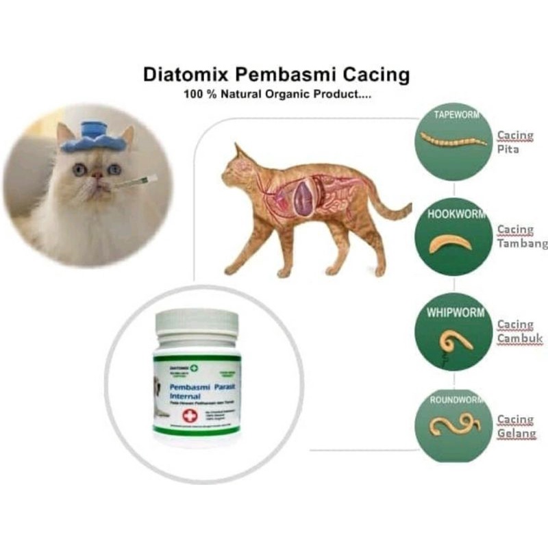 DIATOMIX Pembasmi Cacing / Parasit Untuk Kucing Dan Anjing 25gr