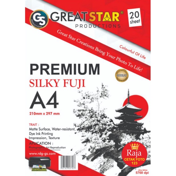

SILKY LUSTER FUJI 260 GSM A4/20 LEMBAR JAPAN QUALITY