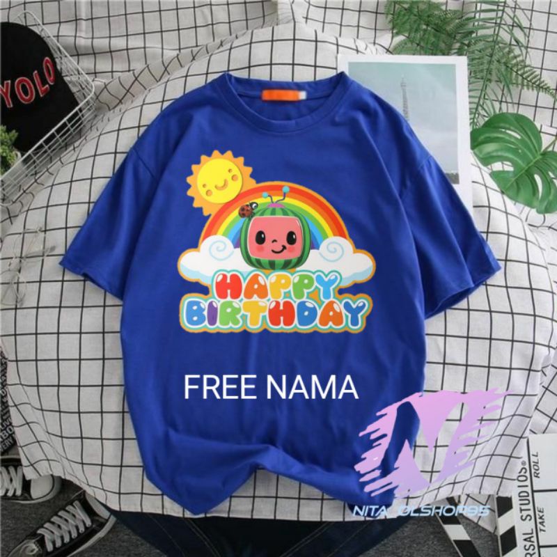 kaos anak cocomelon birthday gratis nama