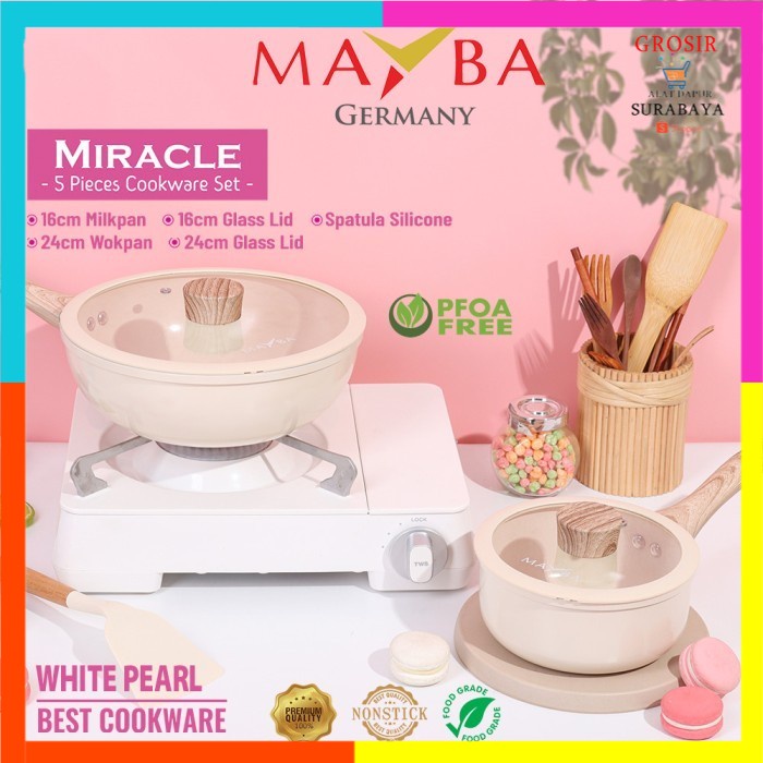 MAYBA MIRACLE 5 PC / MAYBA Panci set Pearl Ceramic Germany Anti Lengket