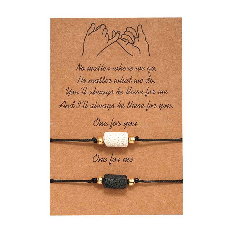 2Pcs / set Gelang Manik-Manik Batu Vulkanik Keberuntungan Untuk Pria Dan Wanita