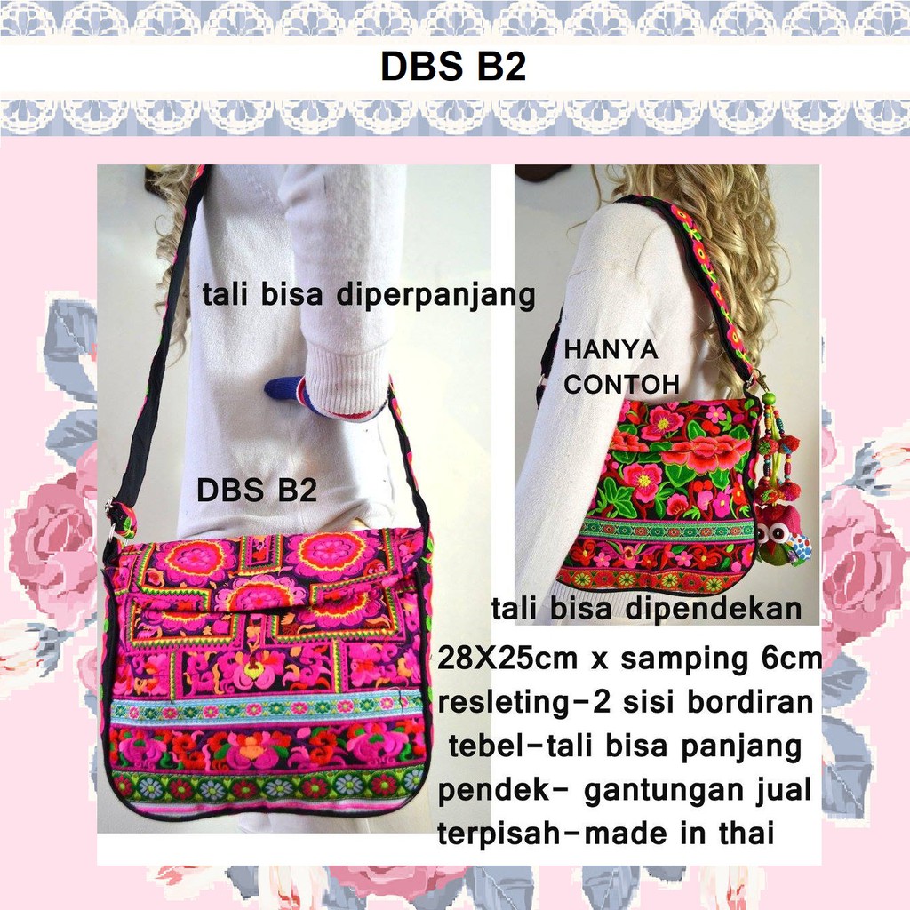 Tas Selempang Wanita Import Murah  Tas Selempang Thailand Bangkok  Tas Thailand Slempang Bordir