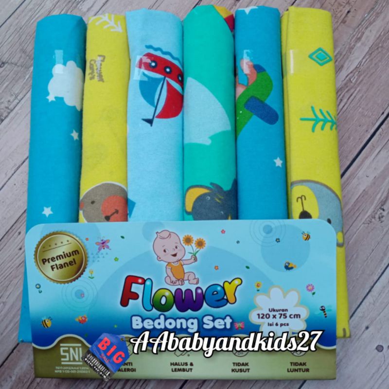 TERBARU DAN TERLARIS!!! FLOWER 1PAK Isi 6PC Bedong Bayi Flanel Kualitas Premium SNI Ukuran 120*75CM