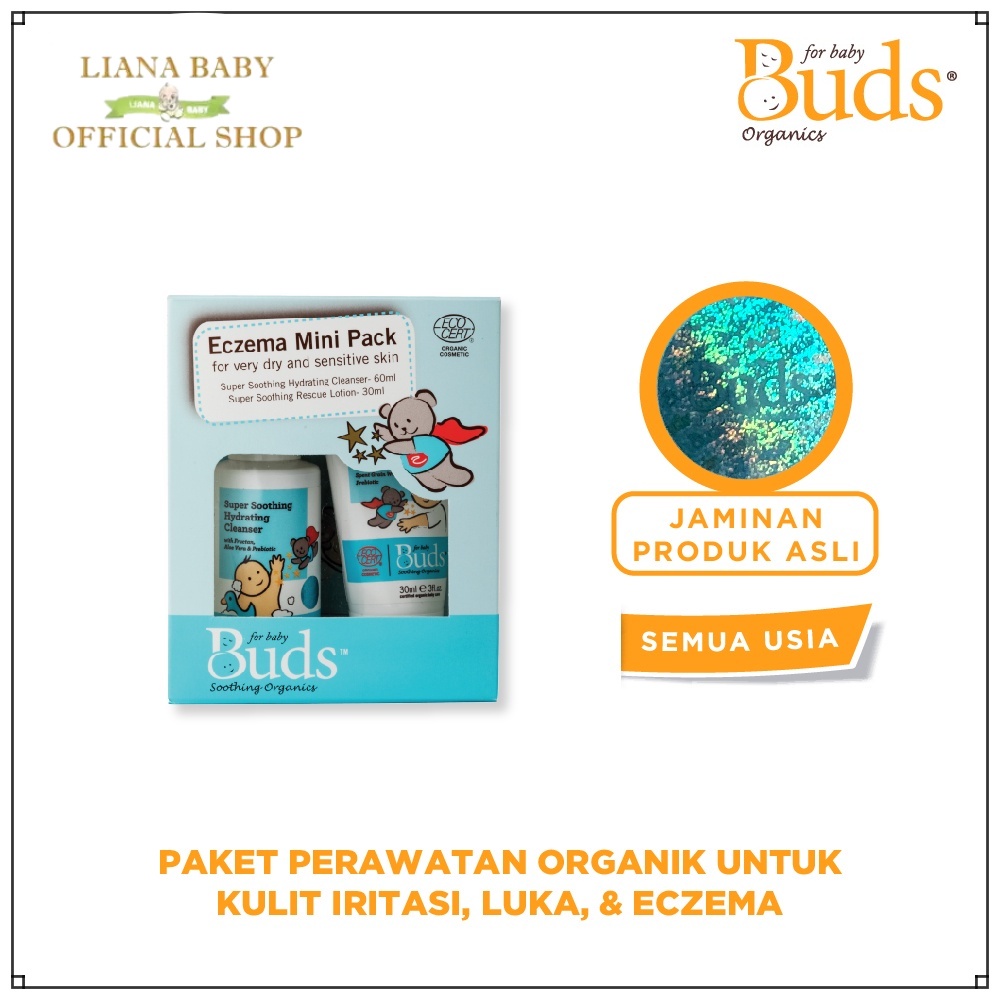 BUDS SOOTHING ORGANIC ECZEMA MINI PACK PAKET PERAWATAN LOTION IRITASI LUKA BAYI