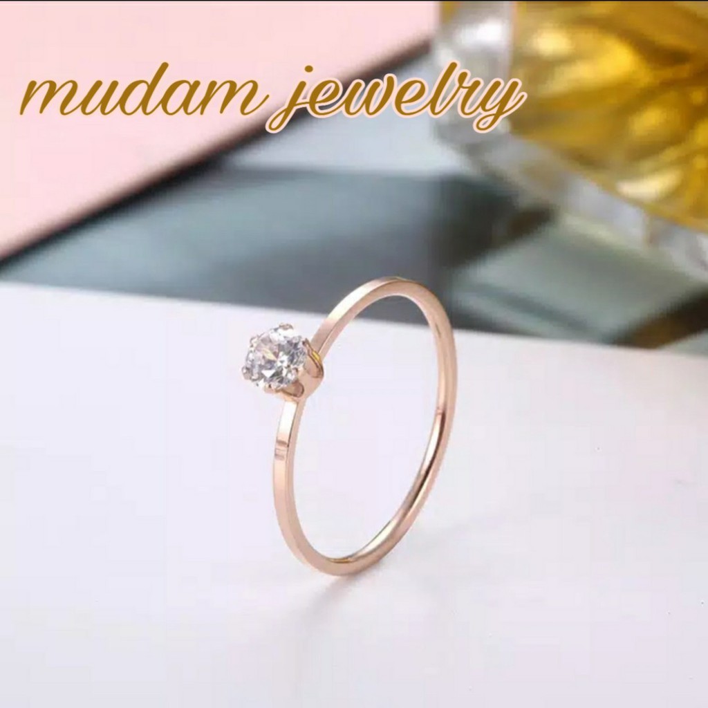 Cincin Wanita C4rtier Ring Diamond Ukuran Sedang Titanium Rose Gold dan Gold