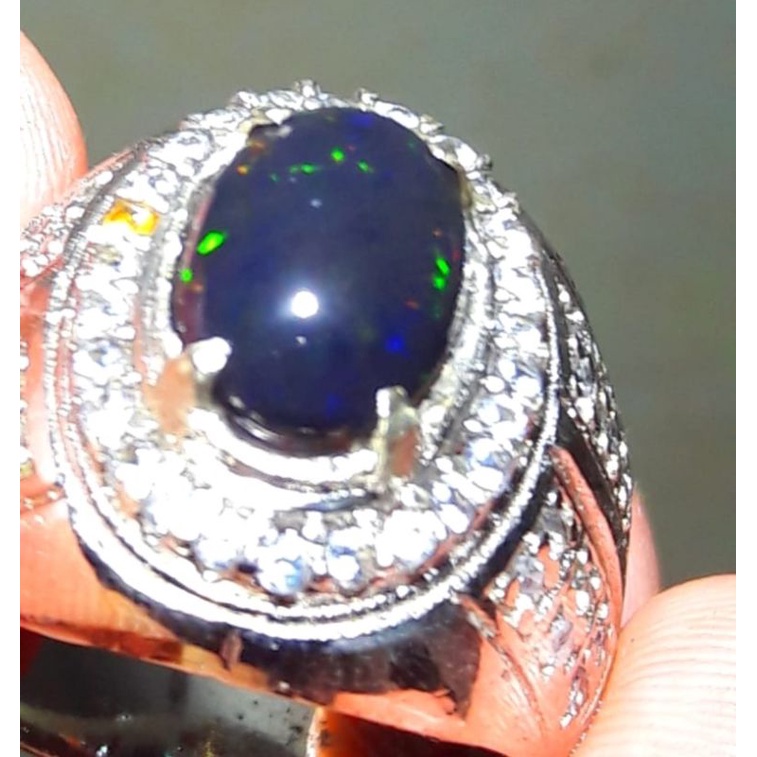 Batu Akik Kalimaya Banten Asli Black Opal Solid Natural Jarong Bagus