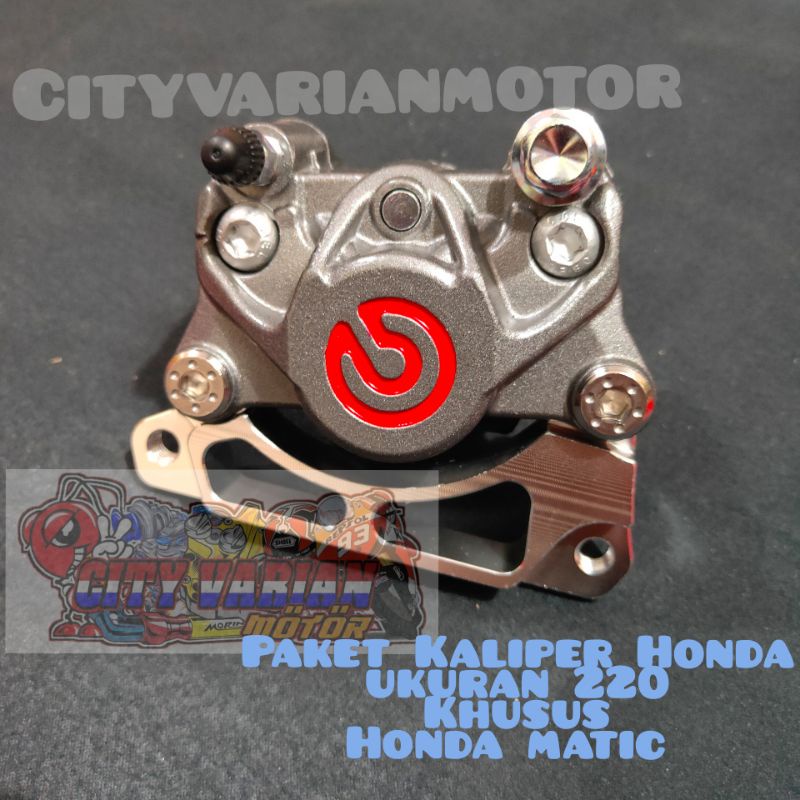 Paket Kaliper Honda Big Logo 2p Piston plus Disk Piringan Cakram Depan Thailand ukuran 220 Honda