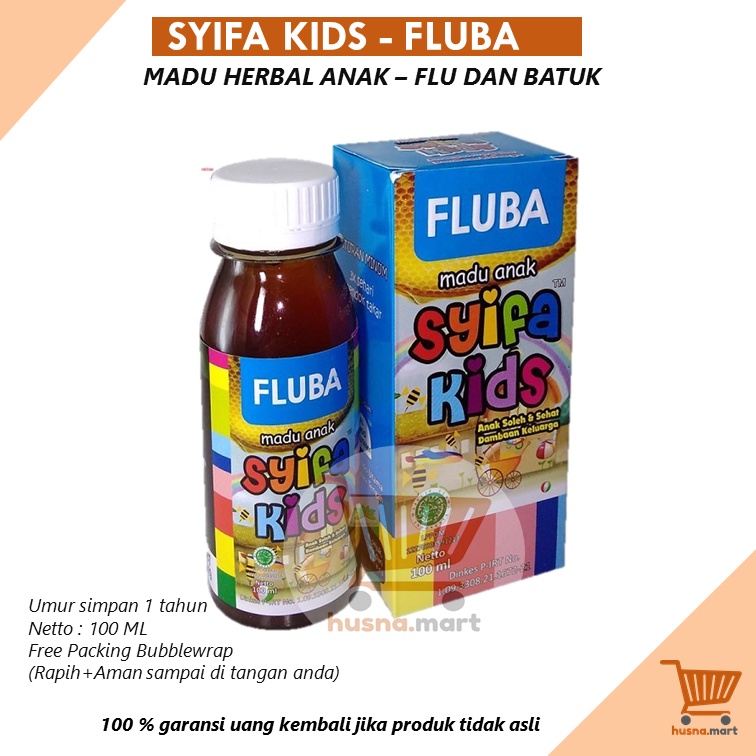 Madu Anak Syifa kids FLUBA Original [Flu dan Batuk] - Obat Herbal Flu dan Batuk Anak SyifaKids 100 ml