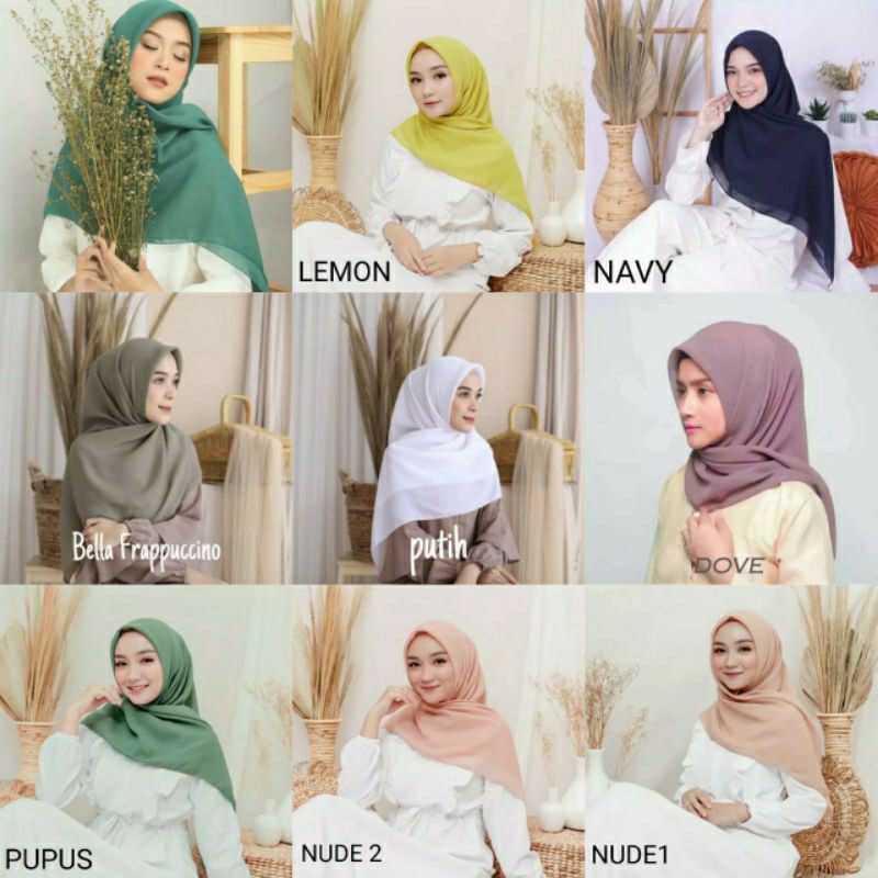 MURAH ! HIJAB BELLA SQUARE JAHIT TEPI BAHAN POLYCOTTON PREMIUM MEREK UMAMA SCARF JILBAB KERUDUNG SEGI EMPAT