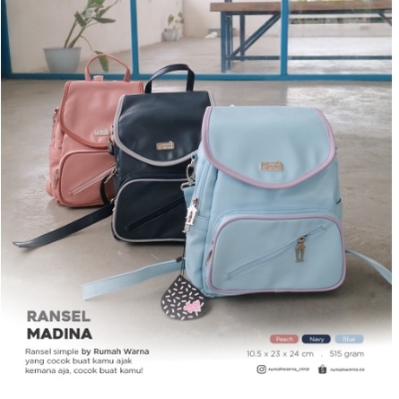 TAS RANSEL M MADINA RUMAH WARNA TAS WANITA ANAK SEKOLAH KULIAH KERJA LAPTOP NOTEBOOK