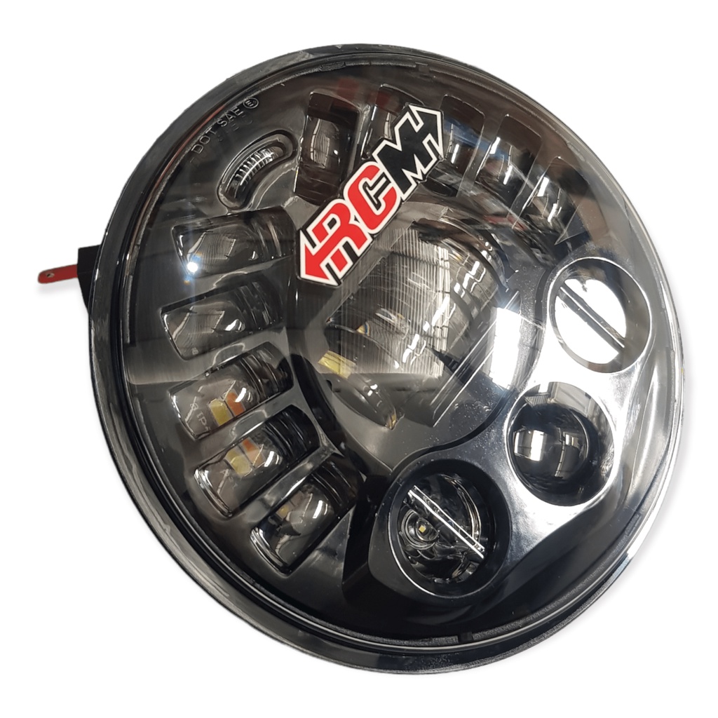 HEADLIGHT HEADLAMP HEAD LAMP REFLECTOR REFLEKTOR DEPAN UTAMA DAY MEKER DAYMAKER LED SENJA PUTIH RITING RETING SEIN KUNING UNIVERSAL 19 LED DOT SAE  PNP TIGER MEGAPRO MEGA PRO TIGER AC VIXION NINJA RX DLL 7IN 7INC 7INCH 7 IN INC INCH DUS HITAM FOX