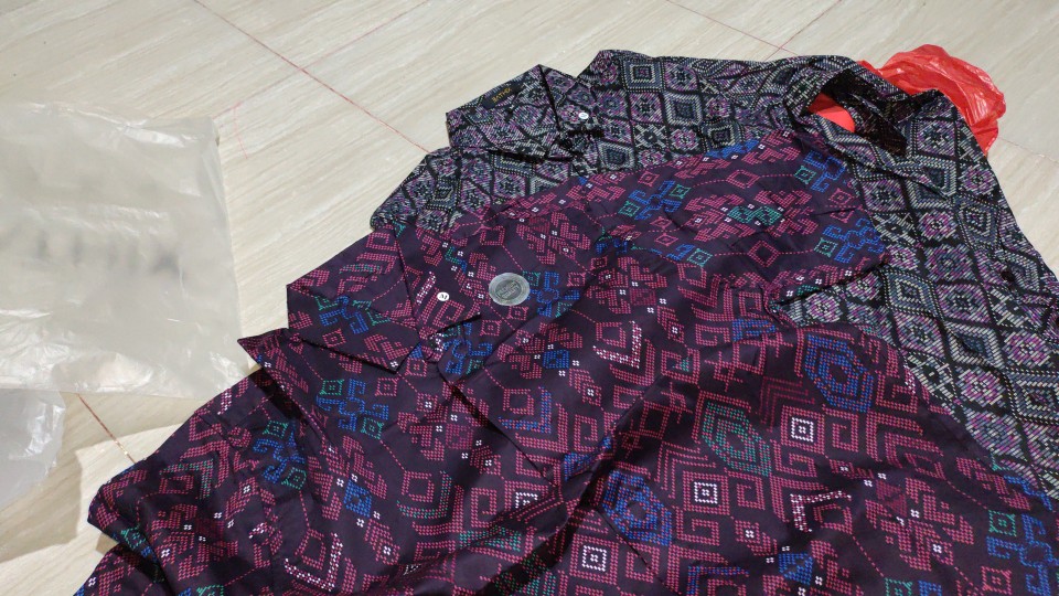 Baju Batik Kemeja Batik Pria Lengan Panjang Motif Songket Diamond Hitam Modern Slimfit Casual Black