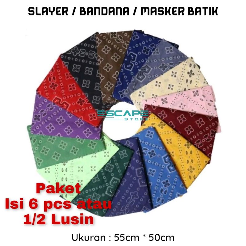 Slayer batik murah / Scarf / Slayerbandana / Syal - Paket Isi 6pcs