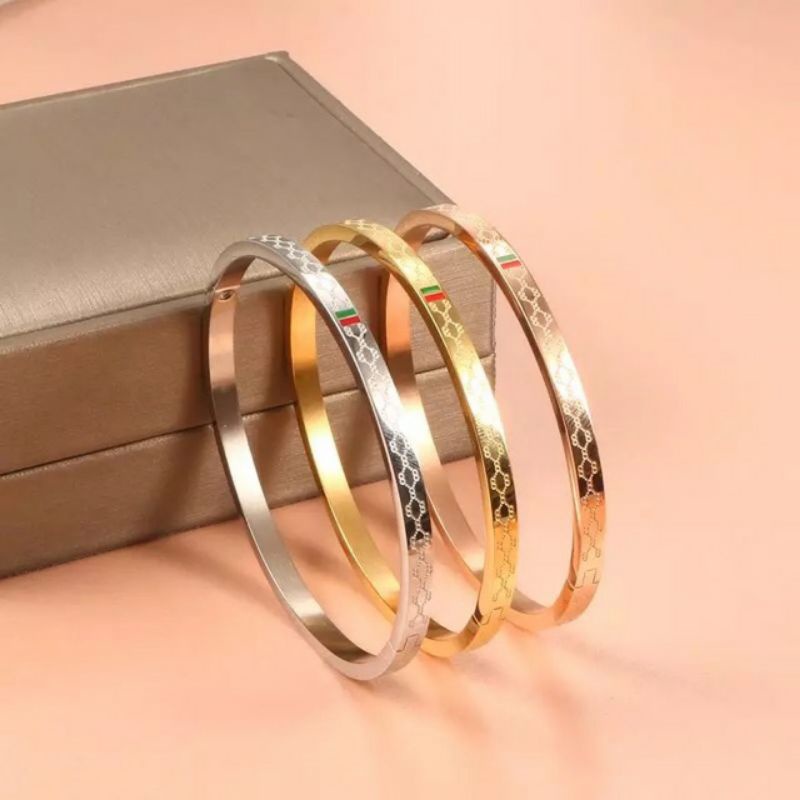 GG Gelang Bangle Aksen GU*CCI Titatium#GB-111