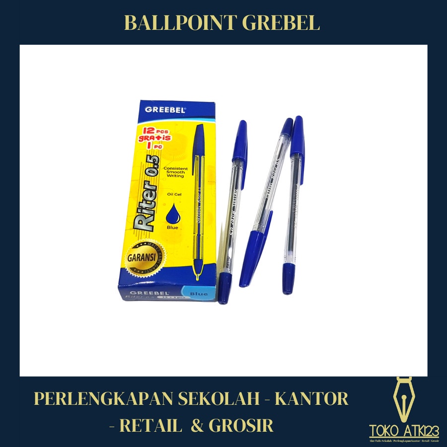 Ballpoint / Bolpen / Pulpen Merk Grebel Riter 0.5 Warna Biru