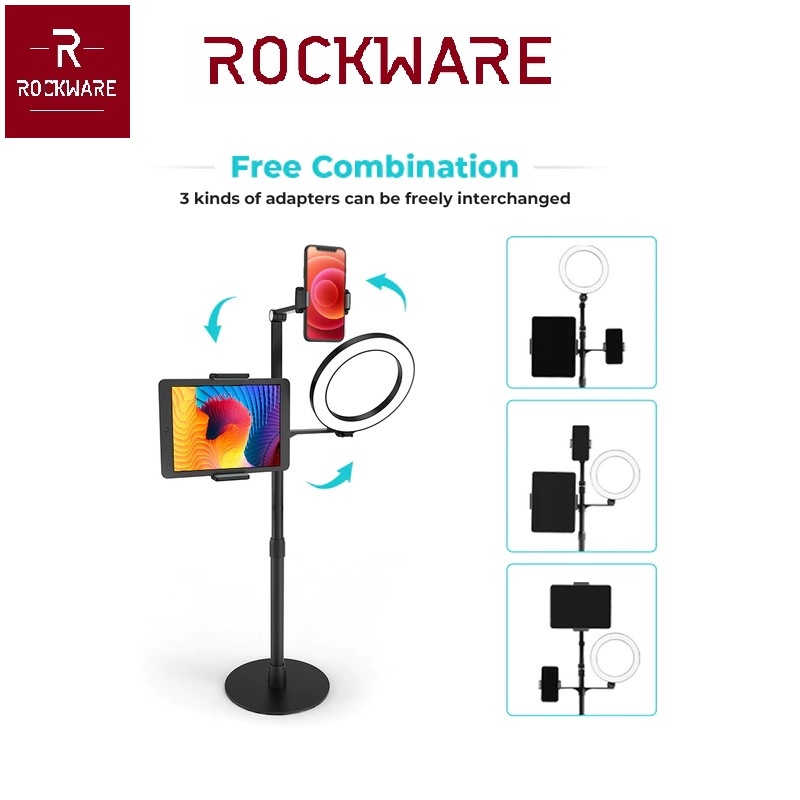 ROCKWARE LP-4P - Premium Desktop Selfie Phone and Tablet Live Stand