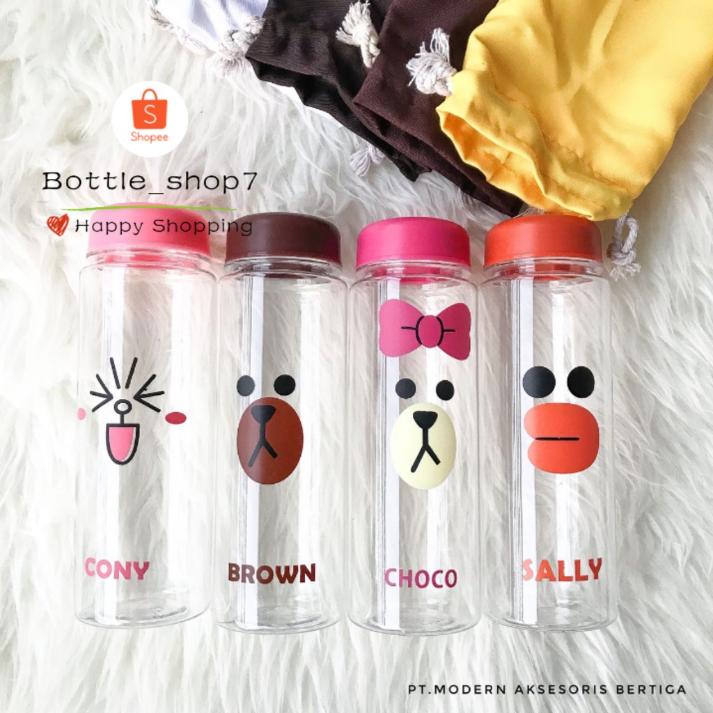 Botol Minum/Botol Air Line Karakter Sally/Brown/Cony 500ml Dengan Pouch