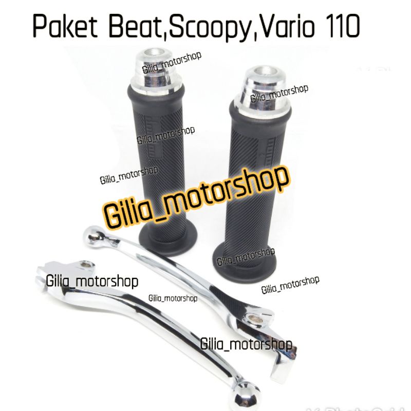 Paket Handle Silver  Plus Handgrip bulu Jalu Stang Silver Vixion ,Tiger,Beat ,Scoopy dll