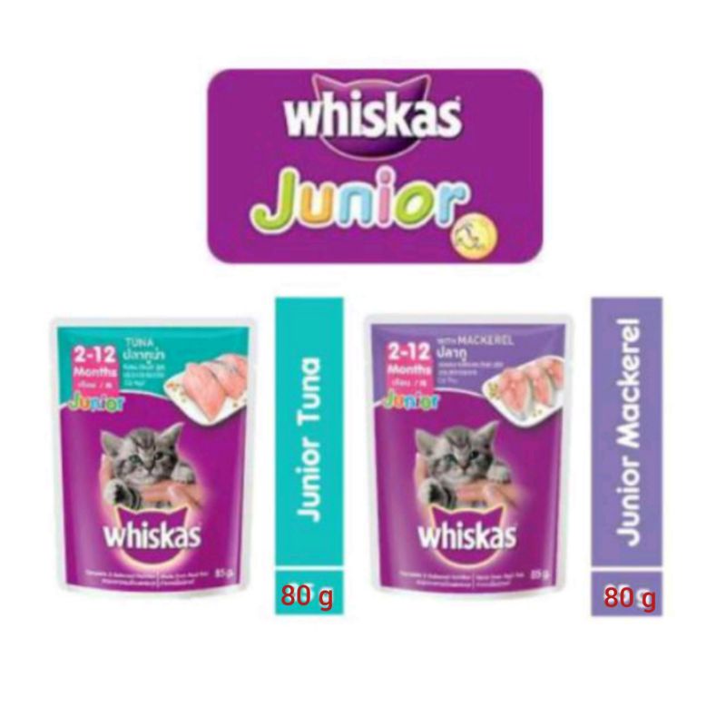 Whiskas Pouch Junior 80g Makanan Kucing Basah Sachet Kitten 80 g 80gram 80 gram 80gr 80 gr