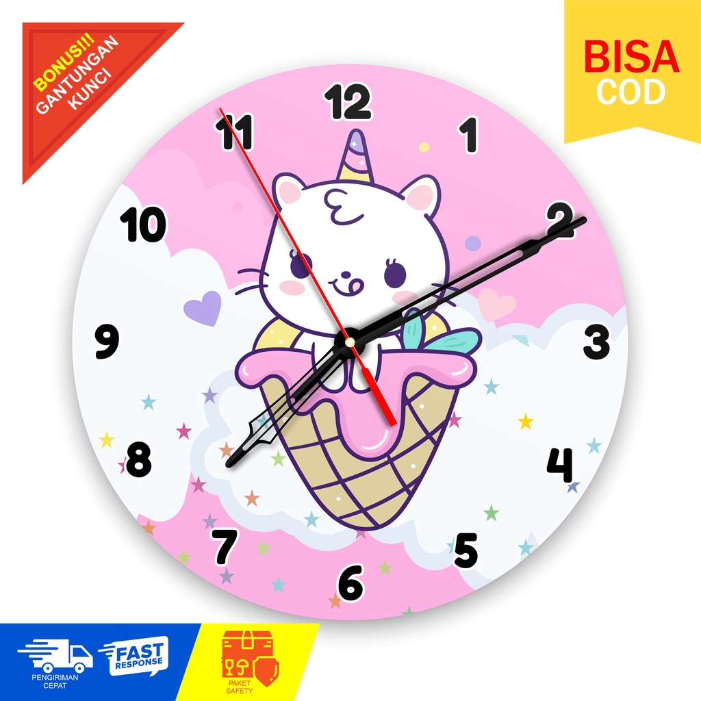 Jual BONUS GANCI + JAM DINDING KARAKTER CAT ICE CREAM Shopee Indonesia