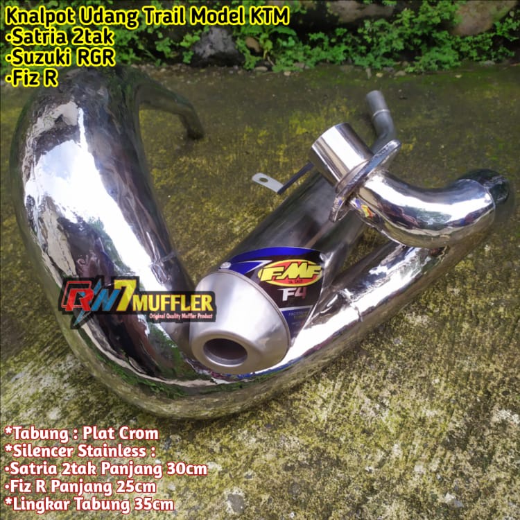 Knalpot Udang Satria 2Tak Hiu/Lumba Model KTM silencer Stainless Panjang 30cm