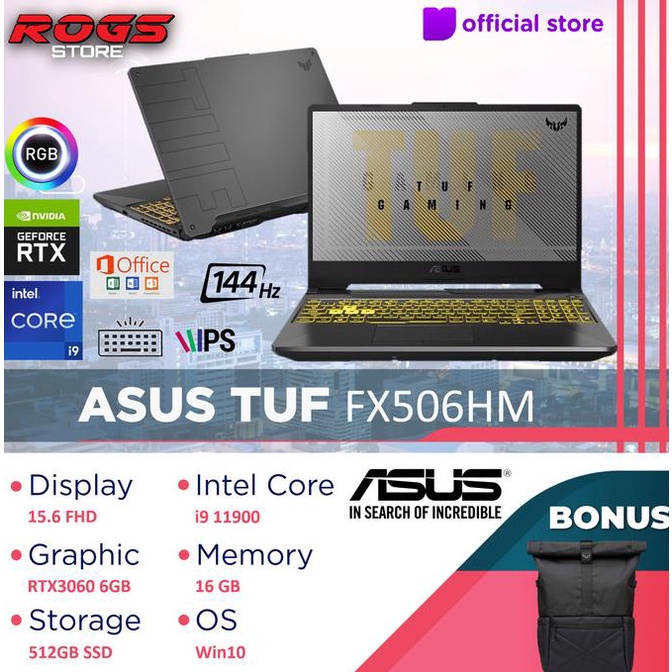 ASUS TUF F15 FX506HM i9-11900H 16GB 1TB SSD RTX3060 6GB OHS W10 144Hz