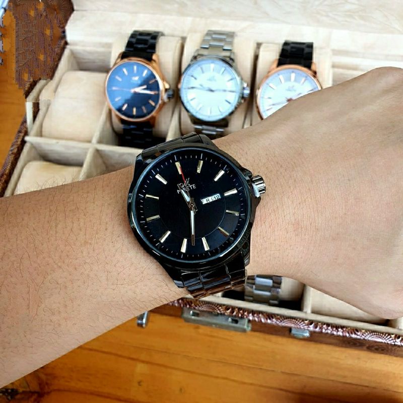 COD✅JAM TANGAN PRIA MIRETE RANTAI MODEL TERBARU. WATER RESISTAN