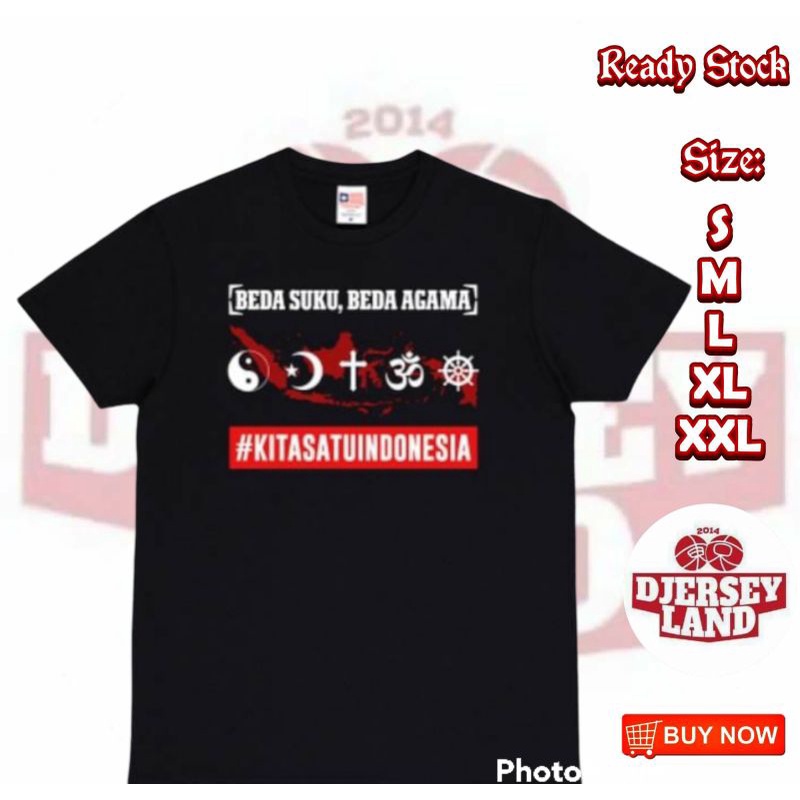 KAOS DISTRO SABLON DTF BEDA SUKU BEDA AGAMA KITA SATU INDONESIA