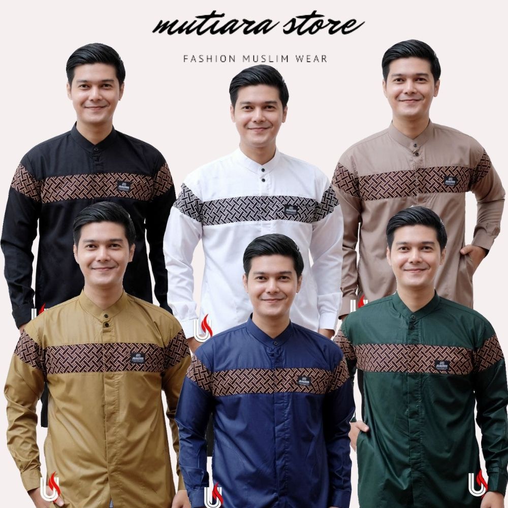 Baju koko Pria Motif Kobata Qynang Lengan Panjang Original Al Qorni