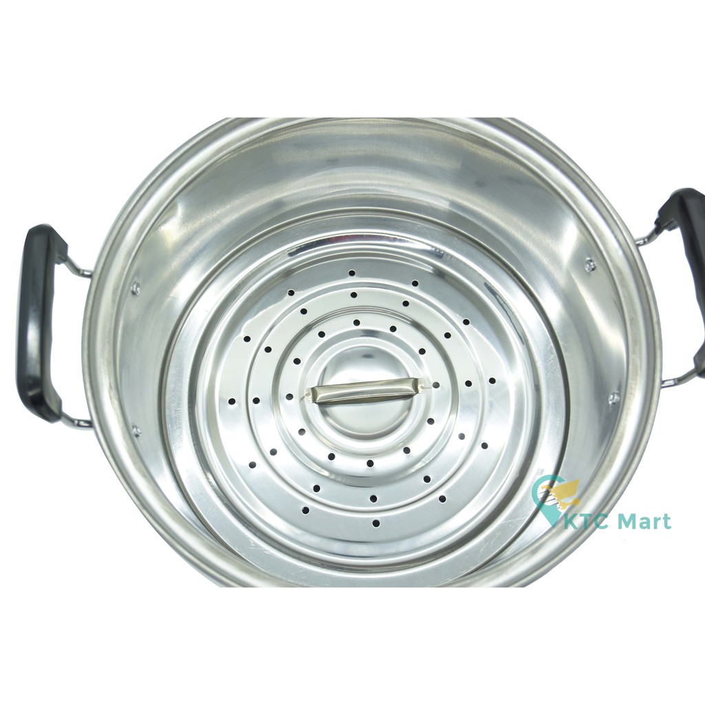 KTCmart - TAJIMA Dandang Masak 28 cm Tutup KACA / Panci Masak Kukusan Stainless