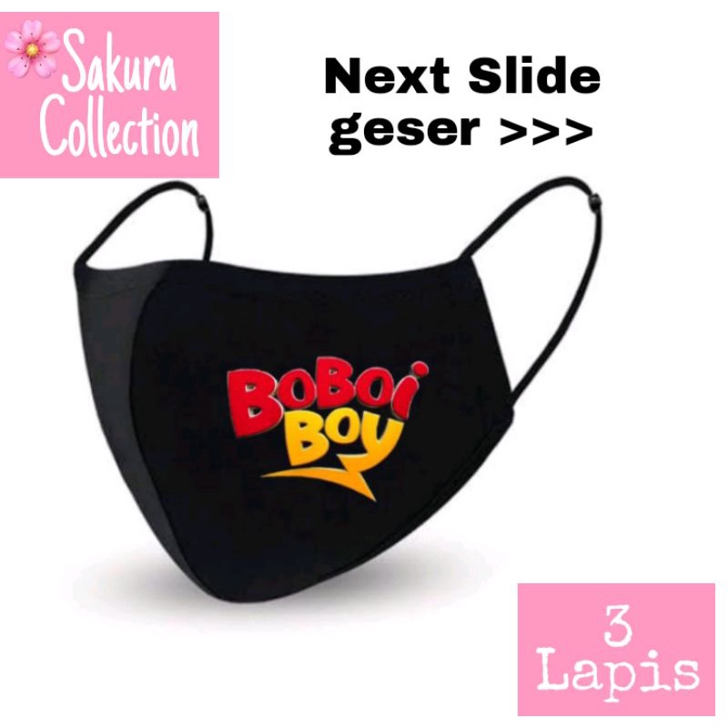 Masker BOBOIBOY Halilintar  Karakter Anak Kain 3 lapis/Scuba anak earloop