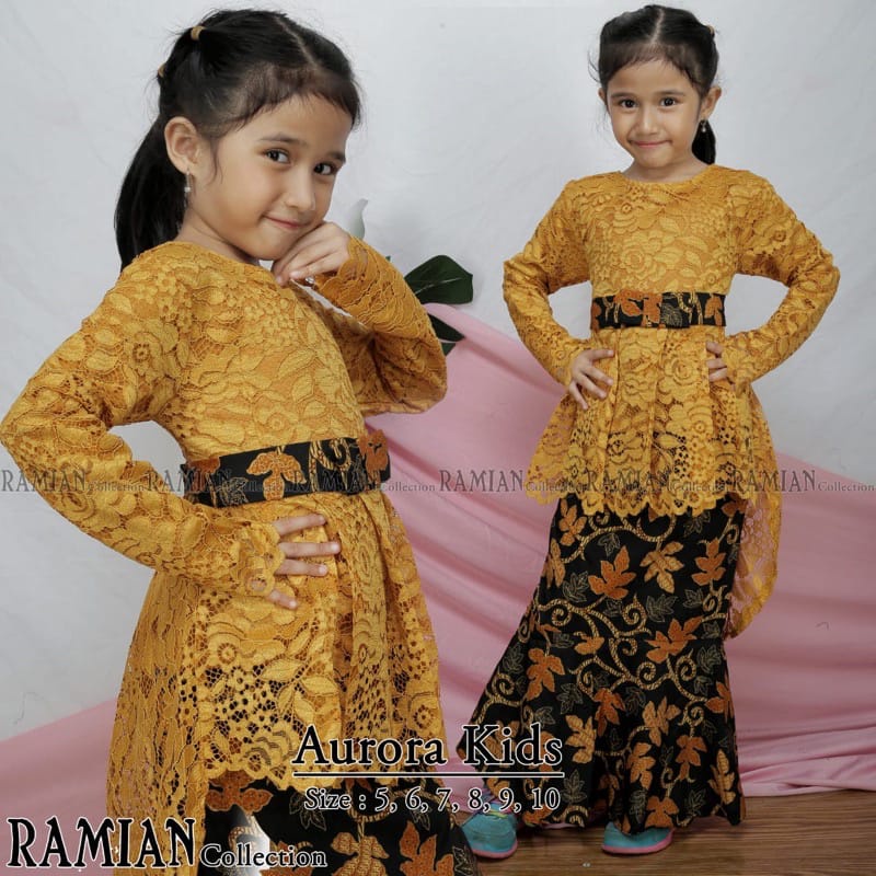 Permata Olshop / Setelan Kebaya Anak Aurora Brukat / Kebaya Anak Modern / Kebaya Kartini / Kebaya Pesta