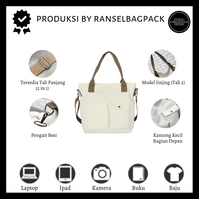Tas Selempang Wanita - Tas Totebag Murah Bagus Bahu Travel Sekolah Kuliah Kerja totebag nilon