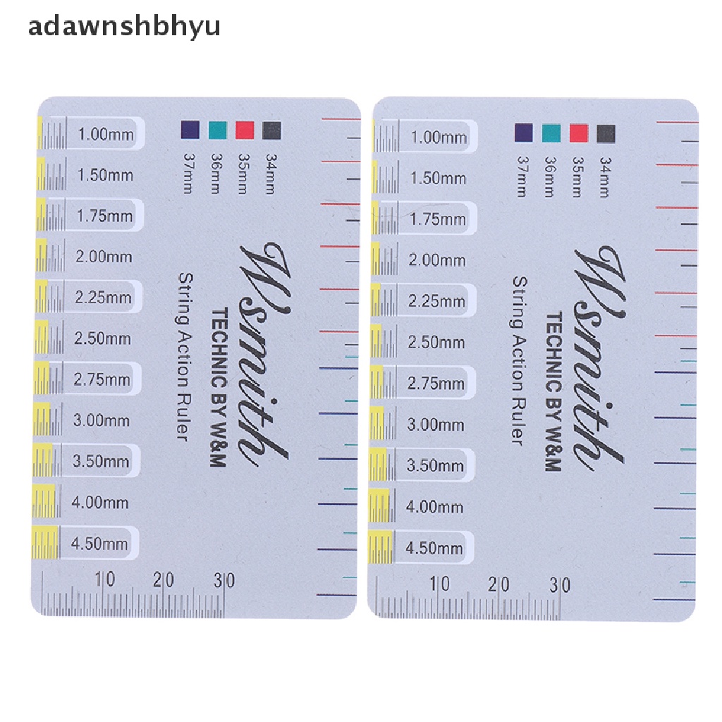 Adawnshbhyu 2pcs Gitar String Action Gauge String Pitch Ruler Alat Ukur Penggaris Gitar