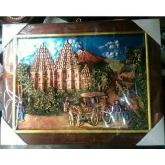 LUKISAN ANDONG KERETA PEMANDAGAN CANDI PRAMBANAN 3D