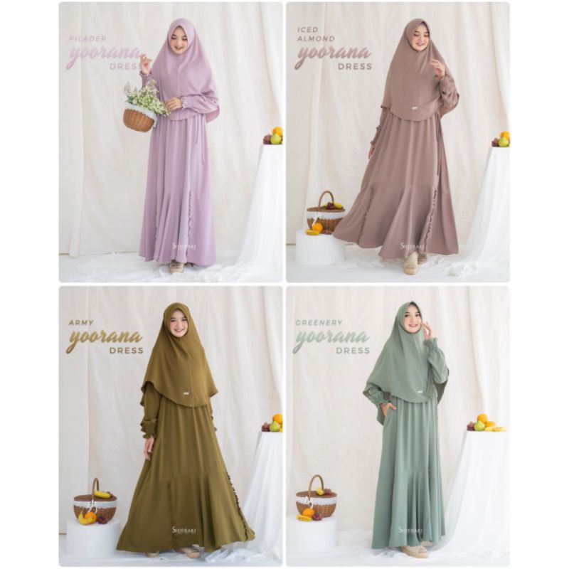 YOORANA DRESS & VALEEQA KHIMAR BY SHIERAKI INDONESIA GAMIS POLOS BUSUI