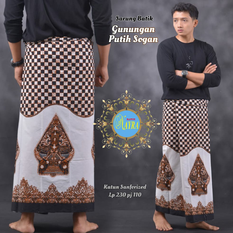 Sarung Batik Gunungan Putih Sogan Nayra Batiksoloamanah 110.000