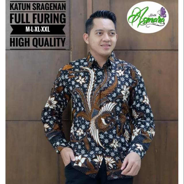 Kemeja Batik Lengan Panjang PEKSI KAWUNG Bahan Katun Sragenan Full Furing