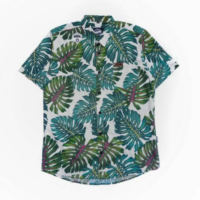 Kemeja Pantai Motif Floral/Tropical Lengan Pendek Unisex WFQ 533