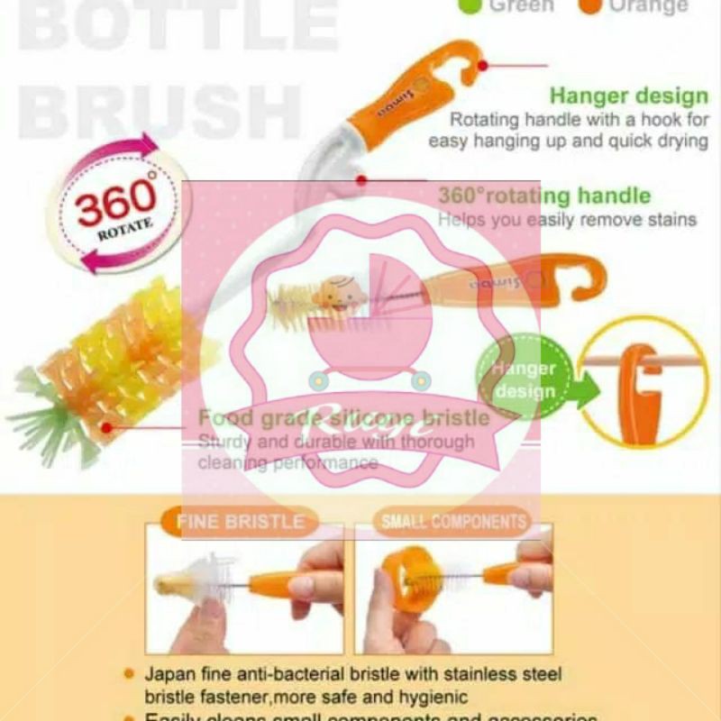 Mizo Silicone Bottle Nipple Straw Cleanning Brush Set - Sikat Botol
