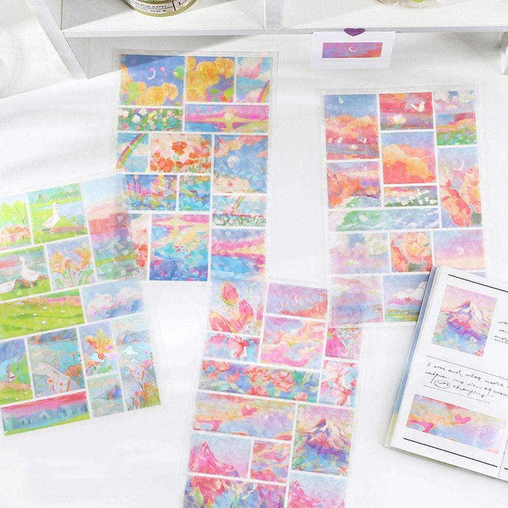 Agustina Forest Stationery Stiker PET Ins Sky Hand Akun Jurnal Bunga Perlengkapan Sekolah