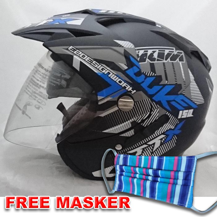 Helm Motor SNI BXP Original 2 kaca (Double visor)  Duke BIRU Setara helmet INK KYT GM Bogo