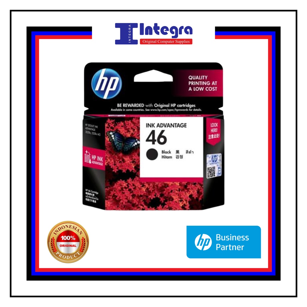 Tinta HP 46 Black / Hitam Original Cartridge - CZ637AA