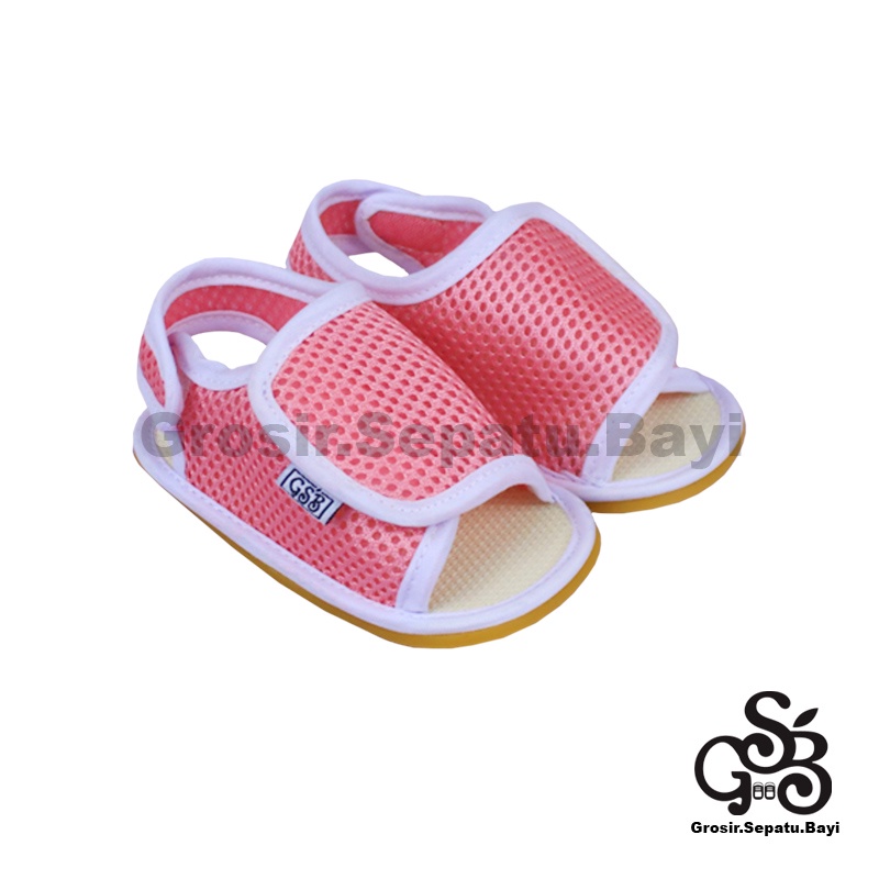sendal bayi sepatu bayi sandal bayi  laki laki perempuan prewalker bayi  umur 2 - 12 bulan model casual S05 polos PINK ringan  fleksibel &amp; Anti Slip