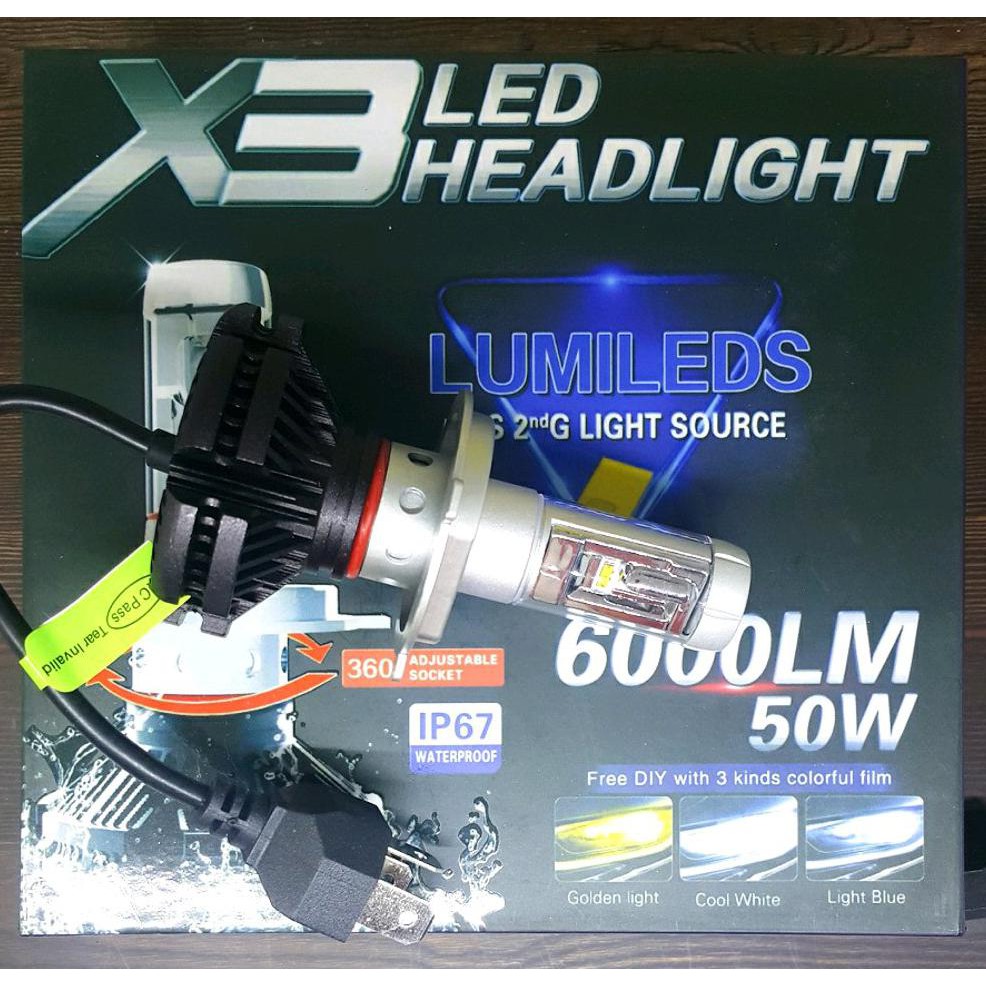 TERLARIS  Lampu led H4 led Mobil HI Lo beam X3 ZES Chip Cree High lumen TERBARU